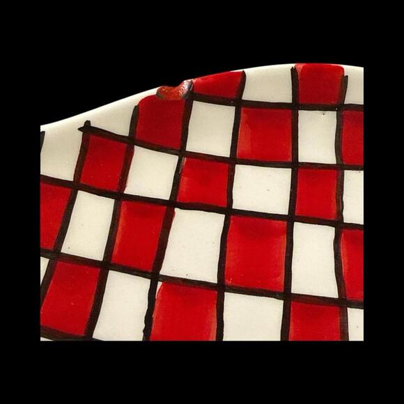 Fat & Skinny Chef Salt & Pepper, Napkin Holder and Spoonrest Red & White Ceramic - Picture 12 of 14